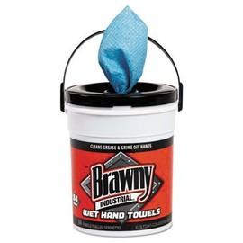 GPC21501 Wet Hand Towels, 12 1/5" x 8 3/5", 1-Ply, Blue, 84/Pail