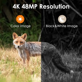 Wildlife Camera with Motion Sensor Night Vision Wildlife Camera Test Winner 48MP 4K Thermal Imaging Camera Hunting 0.2s 850nm Low Glow Infrared Night Vision Camera Outdoor Wildlife Camera IP66