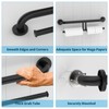 24 Inch Grab Bar w/Double Toilet Paper Roll Holder Black,