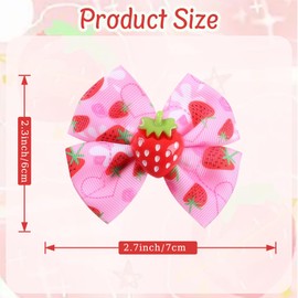 2Pcs Strawberry Hair Clips Fruit Bow Clips Summer Bow Alligator Clips Cute Strawberry Print Hair Pins Bowknot Girls Women Hair Accessories for Spring Summer Birthday Party (01)