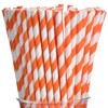 ALINK 100 Orange and White Striped Paper Straws, Biodegradable Disposable