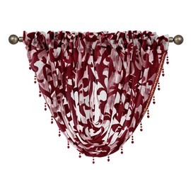 NAPEARL Burgundy Red Valance Curtain-Christmas Sheer Decorative Window Valance for Festival, Swag Valance for Living Room, Dining, Small Windows (1 PCS, 57 x 37 Inch)