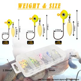 Eupheng ZINC-TECH Crappie Jigs, Glow in Dark 3D Big Eyes Fishing Jig Head 1/8oz 1/16oz 1/32oz for Crappie Panfish Trout Perch Walleye (3 Size Mixed-W/SPINNER-30PCS-5 Colors)
