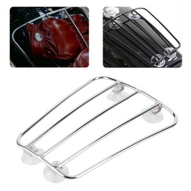EBTOOLS Motorcycle Front Pannier Rack, Motorcycle Fuel Tank, Pannier Rack, Universal Retro Style Pannier Rack Bracket (B (Silver))