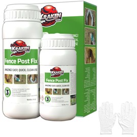 Kraken Bond Expanding Foam Post Hole Filler - (1x10.5 + 1x13.2 oz) 2 Part Expanding Polyurethane Concrete Alternative for Fence, Deck, Mailbox, Anchor, Waterproof Fence Post Repair Kit, 1 Pack