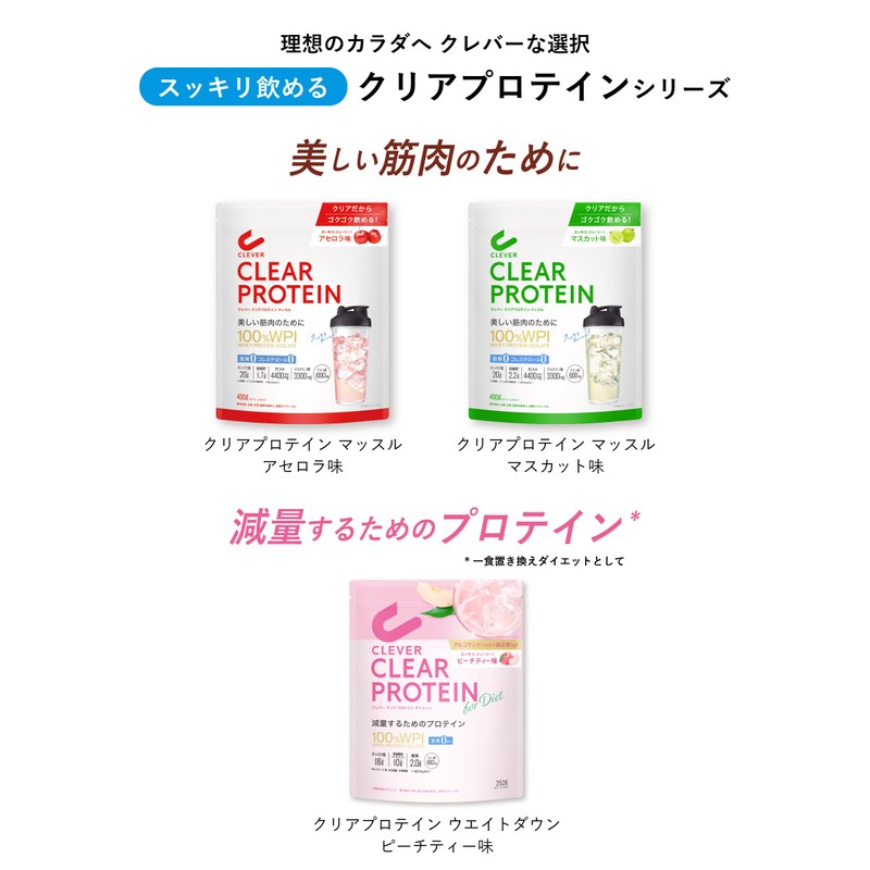 クレバー クリアプロテイン [WPI100%] ウエイトダウン ピーチティー味 252g [脂質ゼロ]