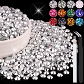 4000PCS 5mm Resin Rhinestones Bulk for Crafting (Silver), Flatback Bedazzling Crystals for Crafts DIY Nail Decoration, Gems Charms for Tumbler Shoes Clothing Fabric with Pickup Pen and Tweezers