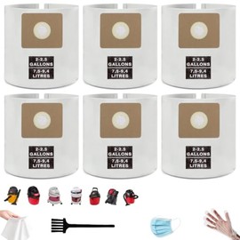 6 Pack 90668 Vacuum Bags for Shop-Vac 2-2.5 Gallon - Type B Filter Bags Fits Models 2036000, 9303511, QAM70, L250 - Replaces 9066800, 9066833