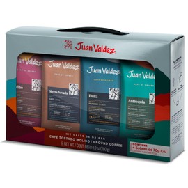 Juan Valdez | Kit de 4 sobres de café molido Línea Orígenes: Antioquia, Sierra Nevada, Huila, Nariño | 4 Bolsas de 70 g cada una