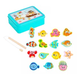 Fisher Juego Pesca Magnetico Didactico Iman Juguete Madera Bebe