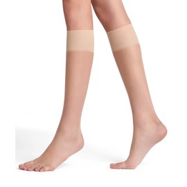 FALKE Women's Shelina Toeless 12 Denier Knee Socks Ultra Transparent Toe-free Shimmering Tear-Resistant Pressure-free Comfort Waistband Fine Soft Material 1 Pair, Nude Crystal 4409, 35 - 38
