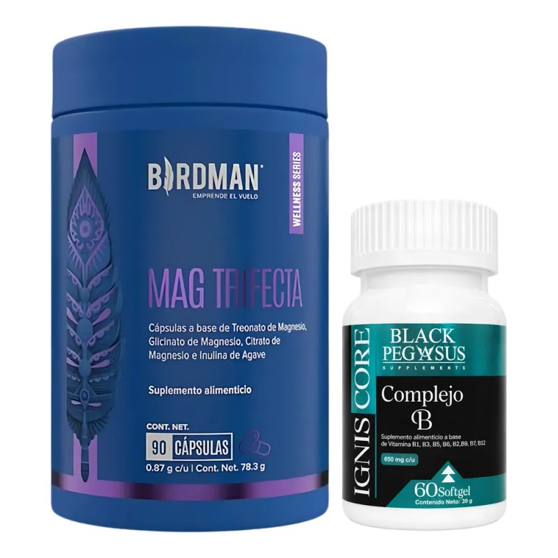 Kit Mag Trifecta 90 Cáps. Birdman + Complejo B Black