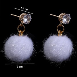 LATRAT 5 Pairs Women Fashion Stud Earrings Fluffy Pompom Fur Ball Earrings Fluffy Pompom Stud Earrings Jewellery Gift for Women