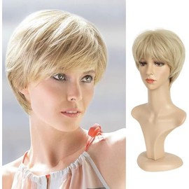 QUEENTAS Hair Toppers for Women Clip in Hair Pieces with 4 Clips Straight Blonde Synthetic for Thinning Hair (Blonde)