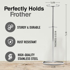 Zulay Kitchen Original Frother Stand - Sturdy, Stainless Steel Stand Holds Multiple Types of Coffee Frothers - Heavy Duty Stand Ideal For Handheld Frothers - Silver