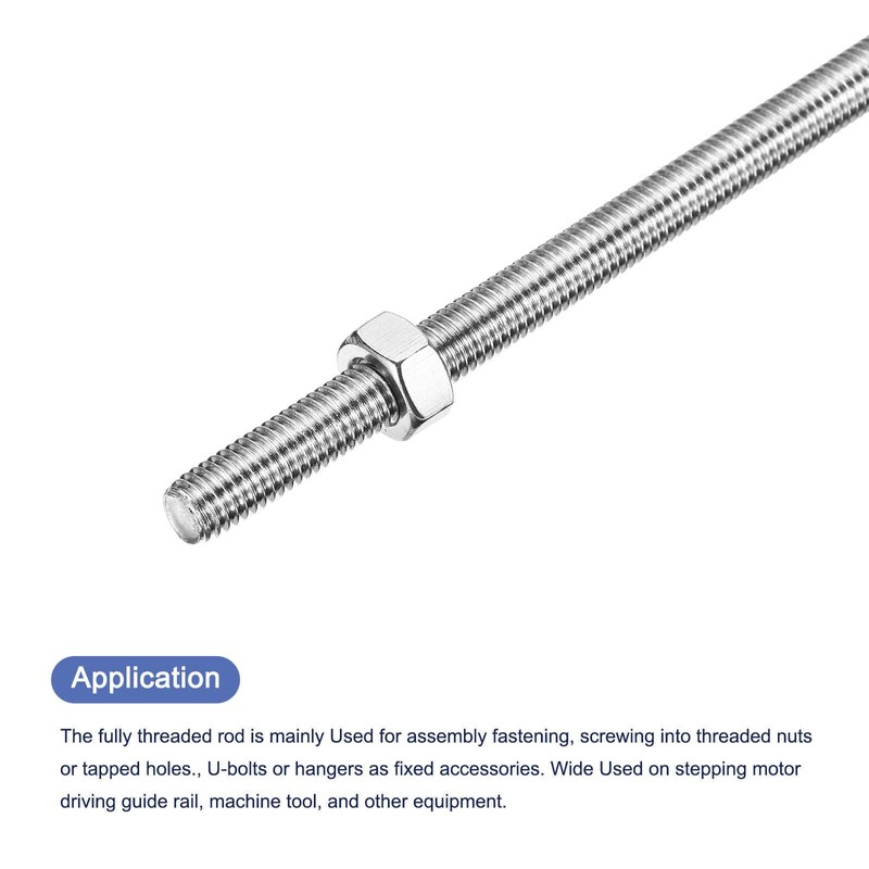 MECCANIXITY 2Pack M8 x 400mm Fully Threaded Rod with 4