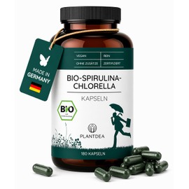 PlantDEA I Organic Spirulina Chlorella Capsules I 1500 mg Daily Dose I 180 Vegan Capsules I Made from Organic Spirulina & Organic Chlorella I Vegan I Certified I No Additives