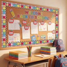 Colarr 65 ft Gingham Pencil Bulletin Board Border Colorful Classroom Border