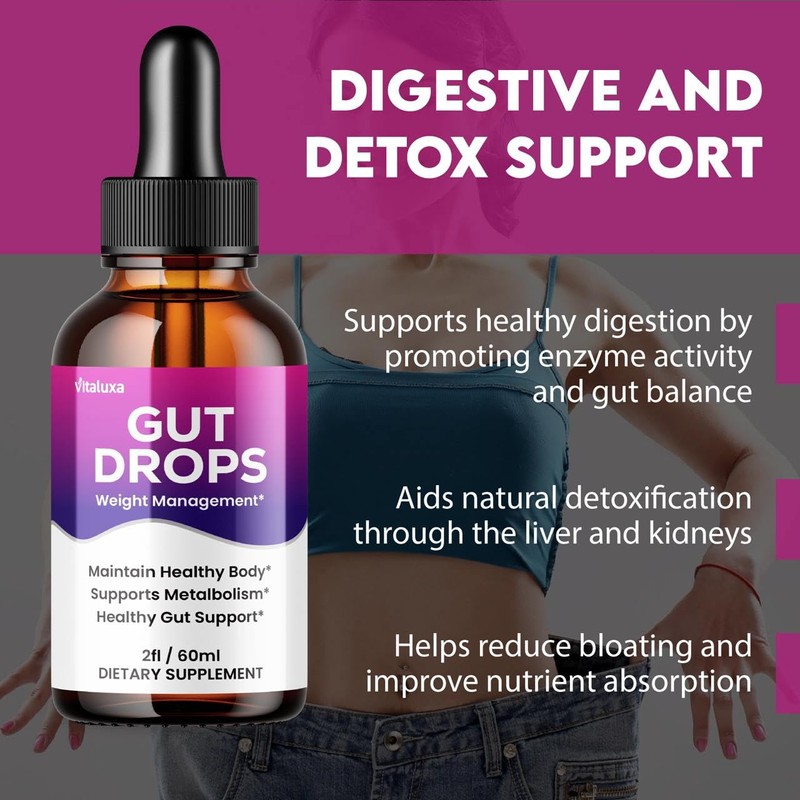 Vitaluxa (3 Pack) Gut Drops Premium Liquid Drop Supplement for