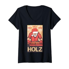 Design Ho Ho Ho Christmas Carpenter's T-Shirt with V-Neck, black