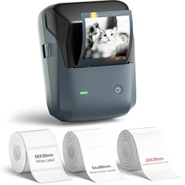 NIIMBOT B1 Pro Etiquetadora con 3 Rollos de Etiquetas, Impresora Térmica Bluetooth HD de 300 DPI para Oficina en Casa, Organización de Pequeñas Empres