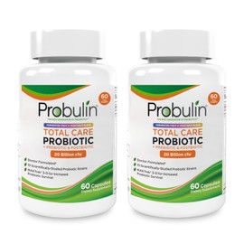 Probulin Total Care Pre + Pro + Postbiotic, 20 Billion CFU, 60 Vegan Capsules (Pack of 2)
