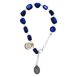 Vatican Imports Catholic One Decade Rosary Bracelet with Natural Stone Beads, One Size, Stone