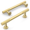 Amerdeco 10 Pack Brushed Gold Cabinet Pulls 3.75 Inch(96MM) Hole