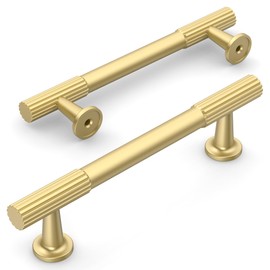 Amerdeco 10 Pack Brushed Gold Cabinet Pulls 3.75 Inch(96MM) Hole Centers Kitchen Cabinet Handles Hardware Kitchen Handles for Cabinets Cupboard Handles Drawer Pulls ZH0071