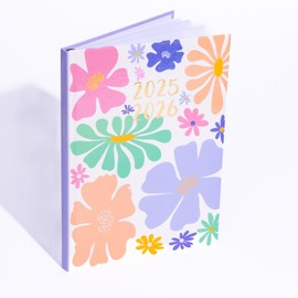 evelay 2025 2026 Diary A5 Week to View Mid Year Academic Planner Hardback Diaries Journal Organiser with Ribbon for Student Teacher Personal Use (Flower Power)