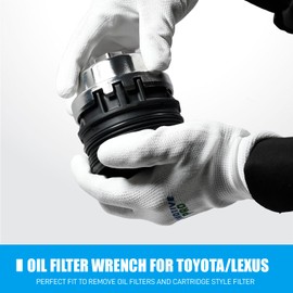 SMOTIVEPRO 64mm 14-Flute Toyota Oil Filter Wrench - Heavy Duty Cap Style Oil Filter Removal Tool Compatible with Camry, Lexus, Tundra, 4Runner, Highlander, RAV4 and More with 2.5L to 5.7L Engines