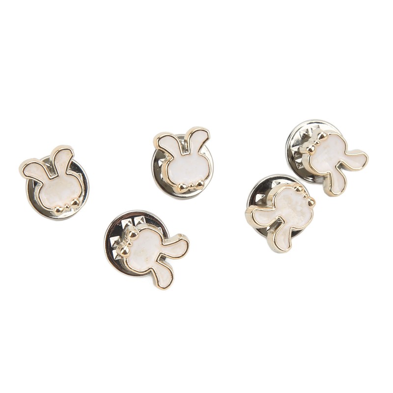 3 Boxes 150pcs Brooch Buttons White Rabbit Head Shape Detachable