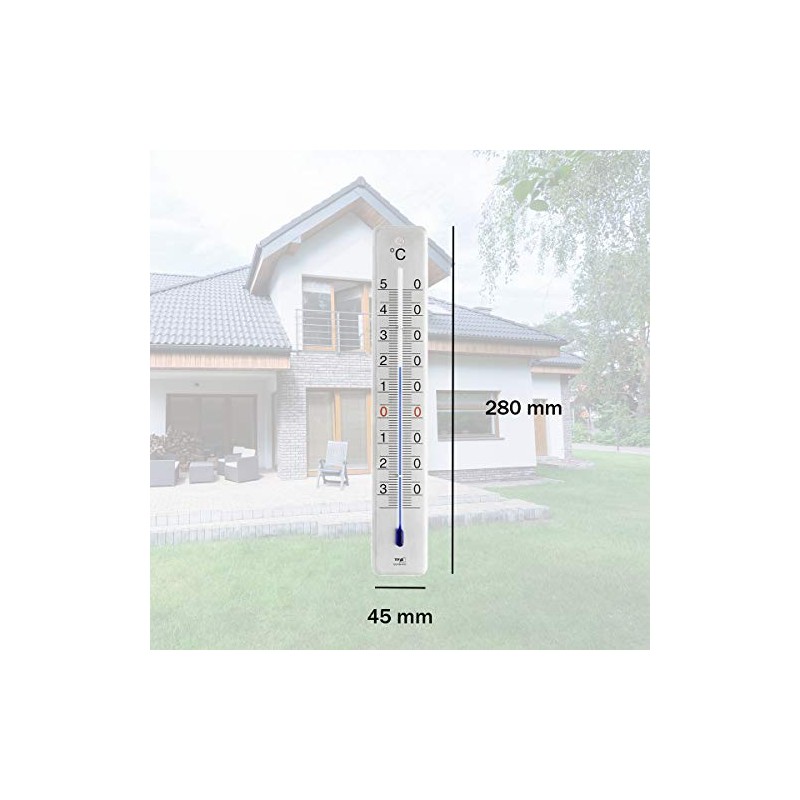 TFA Dostmann Analogue Indoor/Outdoor Thermometer Brushed Stainless Steel L45 x