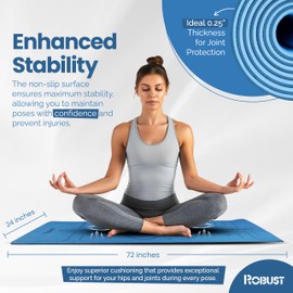 Robust Non-Slip Yoga Mat with Strap, TPE Eco-Friendly Workout Mat for Yoga with Position Lines and Texture Surface, Gym Mat for Women Men, Pilates and Exercises Anti Tear Sweat Proof Exercise Mat