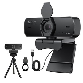 N newline NewEye 4K HD PC Webcam USB Webcam with Microphone Pro Streaming Web Camera with Auto Focus, Low Distortion, Privacy Cover, Tripod Stand for Zoom/Skype/Teams/Laptop/conferencing/Calling