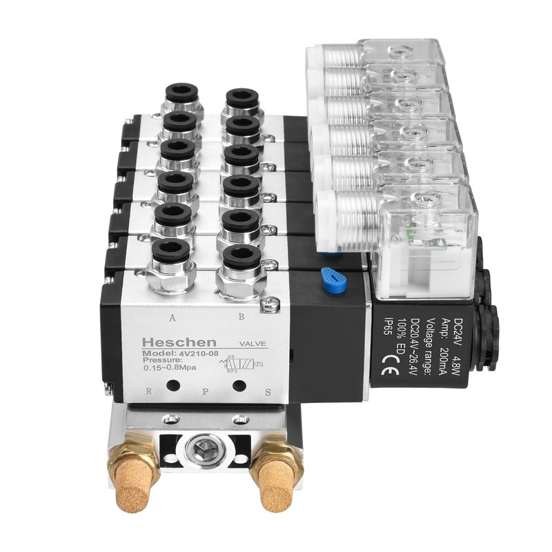 Heschen Electrical Pneumatic 6 Solenoid Valve 4V210-08 PT1/4 5 Way