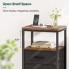 Huuger Nightstand with Charging Station, Side Table with Fabric Drawers,