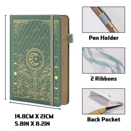 TIEFOSSI Bullet Dotted Journal Notebook, 160gsm 256 Numbered Thick Paper, A5 Hardcover Dotted Grid Diary for Women Men Work Writing, Bullet dot Journaling, Drawing, 5.8 x 8.3 in