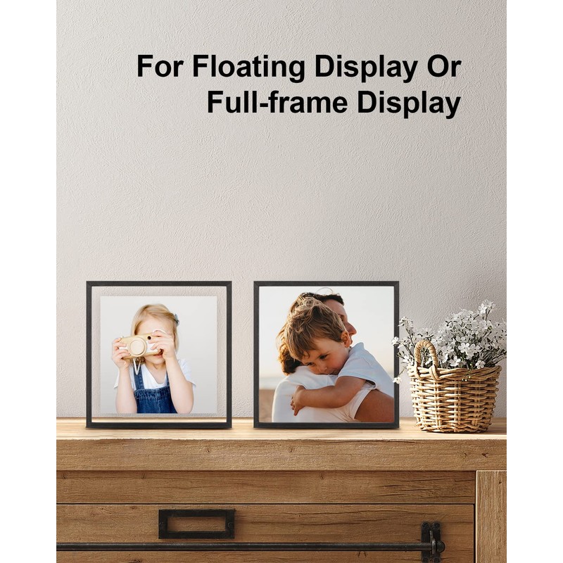 Egofine 8x8 Floating Frames Set of 2, Double Plexiglass Picture