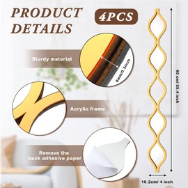 Qunclay Teardrop Mirror Wall Art Decorative Mirror Wall Decor Long Narrow Wall Art for Apartment Living Room Bathroom Bedroom Entryway(Gold,4 Pcs)