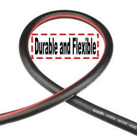 EADUTY Hybrid Garden Hose 5/8 IN. x 25 FT, Heavy Duty, Lightweight, Flexible with Rotatable Handle and Solid Brass Fittings, Gray+Red