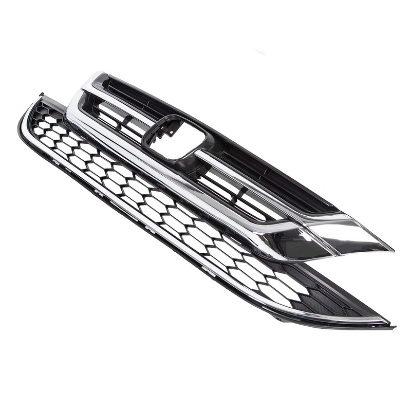 ECOTRIC Front Upper Bumper Hood Grill & Lower Mesh Chrome
