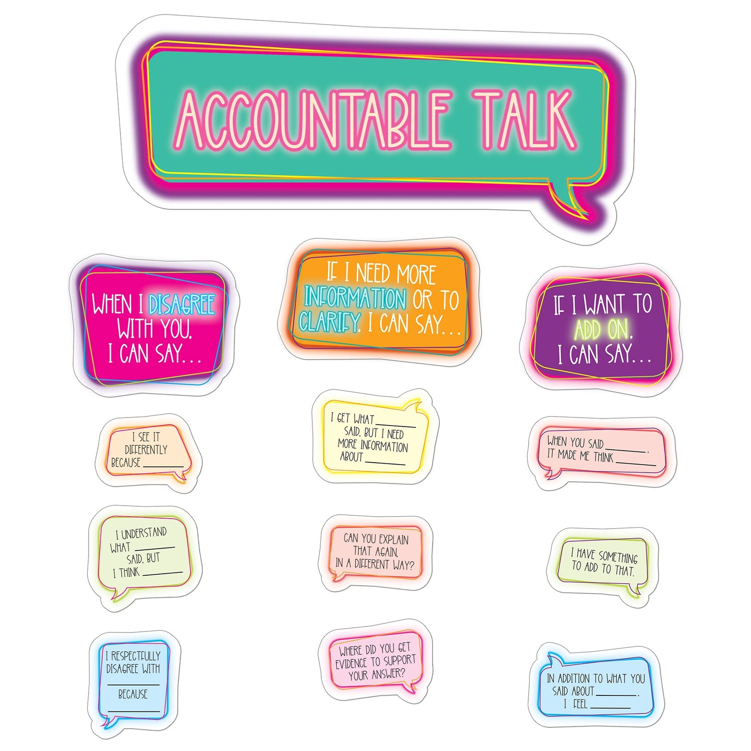 Carson Dellosa Accountable Talk Bulletin Board Set—Sentence Stem Speech ...