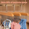 Plowatxi 2 Pack Belt Hanger with 16 Hooks, Non-Slip Wooden