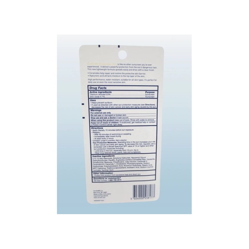 CERAVE SUNSCREEN STICK SPF 50 INVISIBLE ZINC 0.47 OZ EXP: