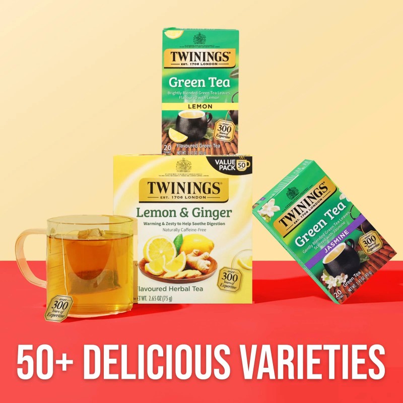 Twinings Green Tea with Lemon 20 Count Refreshing Herbal Wellness