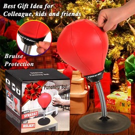 CozyBomB Free Standing Desktop Punching Bag - Stress Buster Relief with Stand - XMas Gift Boxing Punch Ball with Suction Cup to Reflex Strain and Tension Toys for Boys Father Kids Office Co-Worker