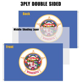 WANSHUNDE Minnesota Flag 3x5 Outdoor Double Sided - Heavy Duty Polyester State of Minnesota Flags for Outside 4 Rows Hemming MN Flag with 2 Brass Grommets