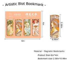 4pcs Magnetic Bookmarks - Starry Sky Magnet Page Markers - Mucha's Song Bookmark Set