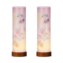 Kyoto Buddhist Altar Hashi Bon Lanterns, Mini Cordless, Set of 2, Pair, Bon Hong, Japanese Lamp, Moon and Kikuji Terrier [Original Cross Set] LED, Modern